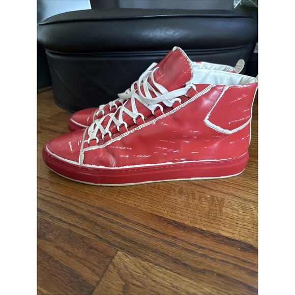 Balenciaga Arena Red White Leather High Tops Size 44 Us Size 11 main image 7